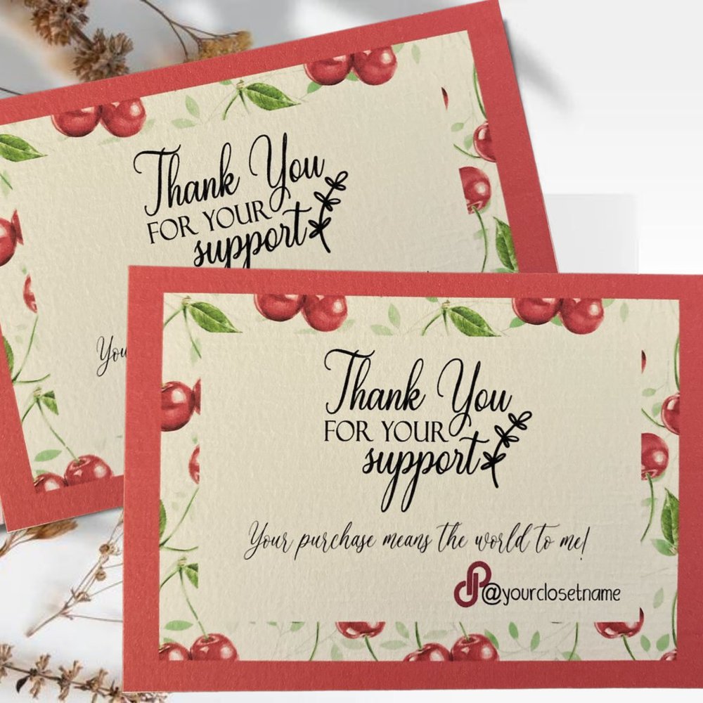 Thank You Visiting Card With Cherry pattern design Set of 100 Count